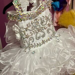 White Ruffled Dress with Iridescent Accents